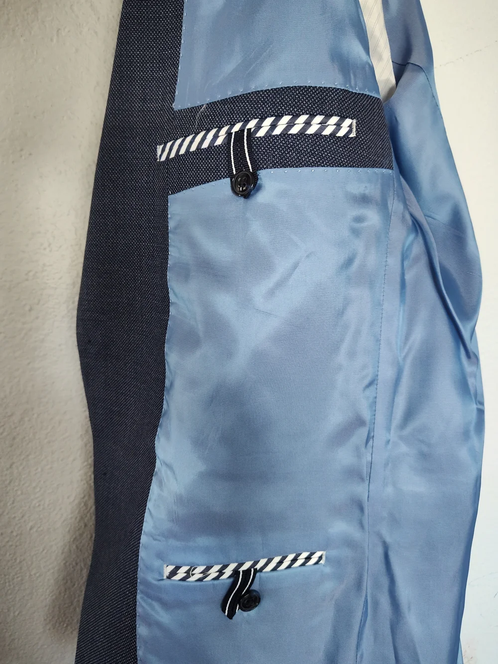 Original Penguin Navy Textured Sport Coat with Light Blue Lining Mens Size 44L